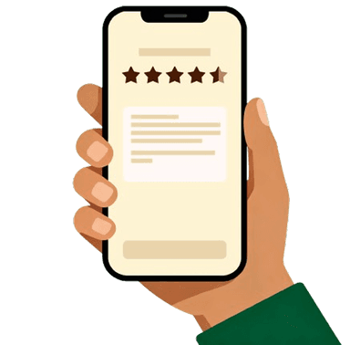 5 stars on the phone screen